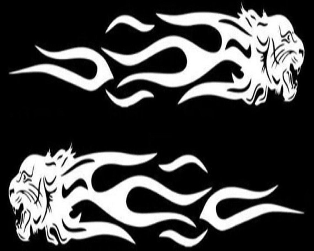 Adesivo DD Tiger Black Flames – Fiamme Nere Pretagliate – Resistente UV Per Auto, Moto E Oggetti – 270x180 Mm