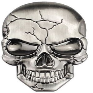 Quality 3D Metal Skull Devil Car Motorcycle Badge Sticker Auto Emblem - Silver