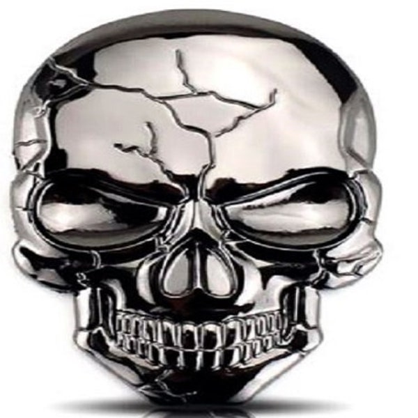 Calidad 3D Metal Skull Car Motorcycle Badge Sticker Auto Emblem - Titanio negro