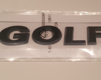 3D ABS GOLF Car Letter Sticker Rear Tail Bumper Emblem - Gloss black.