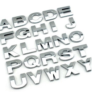 NEW 3D Quality Metal Chrome Self Adhesive Letters & Numbers Signs Emblem Badge - Silver