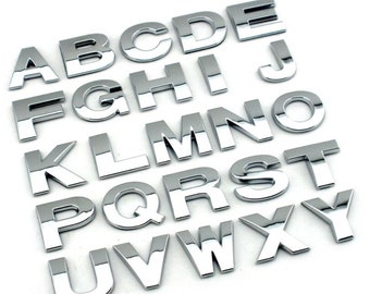 NEW 3D Quality Metal Chrome Self Adhesive Letters & Numbers Signs Emblem Badge - Silver