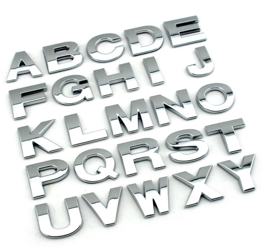 Kaufe 3D Autoaufkleber Metall Alphabet Silber Schwarz Abzeichen Chrom  Buchstaben Zahlen Logo Autoaufkleber Autos Zubehör Aufkleber