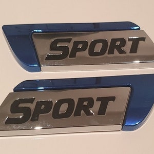 Pair Quality 3D METAL SPORT Logo Car Sticker Rear Trunk Emblem Badge Decal - BLUE