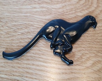 Quality 3D Metal Running Leopard Car Sticker Badge Emblem Decal - Right BLACK