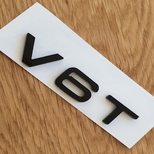 3D V6T ABS Chrome Lettering Car Styling Rear Emblem Badge Logo - Black
