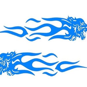 2Pcs Tiger Flame Totem Car Motorcycle Creative Decals Stickers Reflective -BLUE