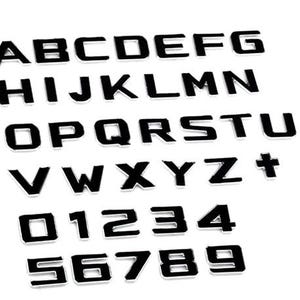 Emblema autoadhesivo de metal negro 3D para automóvil con letras y números creativos