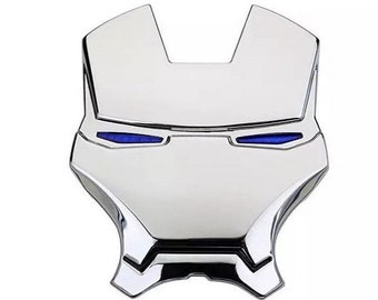 3D Quality Alloy Metal Iron Man Emblem Badge Creative Car Stickers - Silver