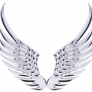 A pair of Angel Wings Quality 3D Metal Alloy car stickers Emblem Badge - Silver