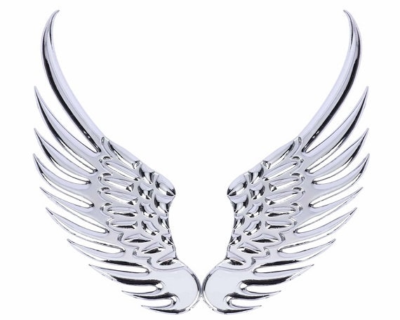A pair of Angel Wings Quality 3D Metal Alloy car stickers Emblem Badge -  Silver