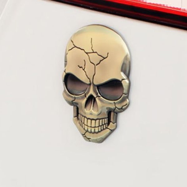 Quality 3D Metal Skull Devil Car Motorcycle Badge Sticker Auto Emblem - Bronze