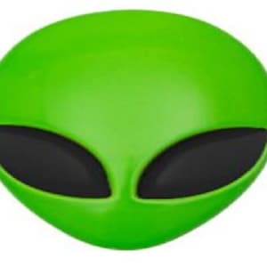 Metal 3D Quality Alienware Alien Head Car Decals Sticker Emblem -Green Black Eye