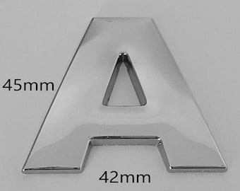 45mm High 3D Alphabet Metal Chrome Self Adhesive Letters and Numbers Signs Emblem Badge.