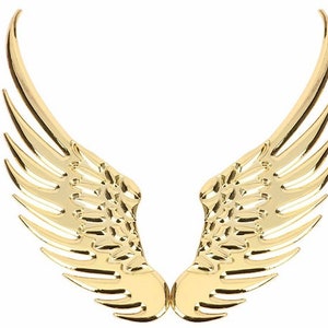 A pair of Angel Wings Quality 3D Metal Alloy car stickers Emblem Badge - Gold Colour