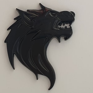 Right face 3D Quality Metal Wolf Head Badge Decals CAR Stickers - Black