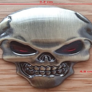 Rhino Tuning THE Punisher Body Badge 3D Skull Sticker Metal Auto Emblem - Brass