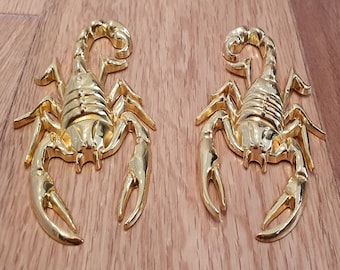Golden Chrome Scorpion Emblem Badge Set – Metal Decals For Car, Motor, Or Fender