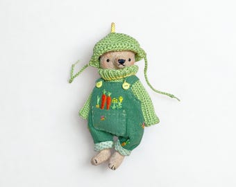 Artist Teddy Bear | OOAK Interior Doll, Collectible Handmade Soft Toy
