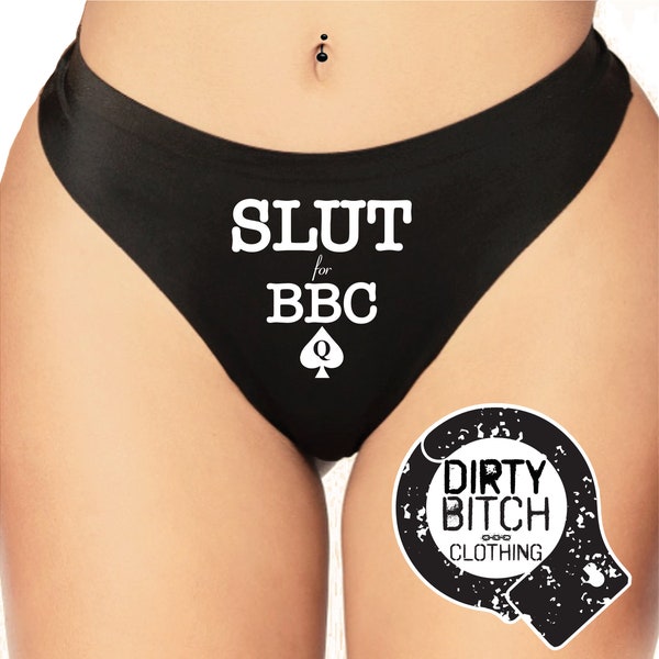 Slut For BBC Logo - adult knickers, fetish, hotwife cuckold, sex, panties, swingers, wife, , printed THONG