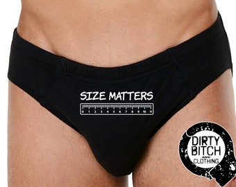 Size Matters, Mens underwear, adult, fetish, cuckold, sex clothing ,boxers, swingers, gay, lgbt, printed BRIEFS