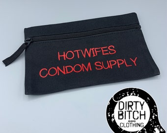 Hotwifes Condom Supply -condom case / bag / storage, naughty fetish, cuckold, sex, panties, swingers, wife, printed, bbc, bull cuck