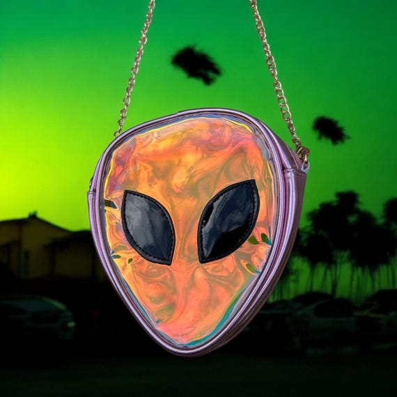 Iridescent Holographic Alien Head Backpack Iridescent Alien backpack – Presstiletto main image 4