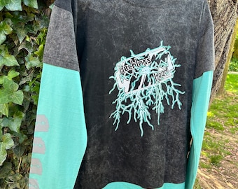 Oversized razor front print long sleeve T-shirt