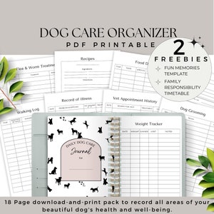 Haustier-Willkommensbuch, Hundepflege-Organizer, Gesundheit und Wohlbefinden von Haustieren, Hundeliebhaber Last-Minute-Geschenk, sofortiger Download PLUS bearbeitbare Haustier-Chore-Chart