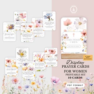 Afdrukbare gebedskaarten voor christelijke vrouwen, collectie wilde bloemen, 10 displaykaarten, kaarten met bijbelteksten, gebedskaarten, geloofskaarten