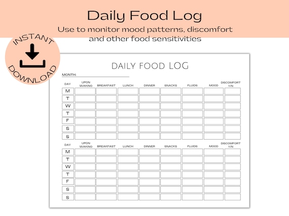 Printable Daily Food Chart Free Weekly Food And Exercise Log Printable