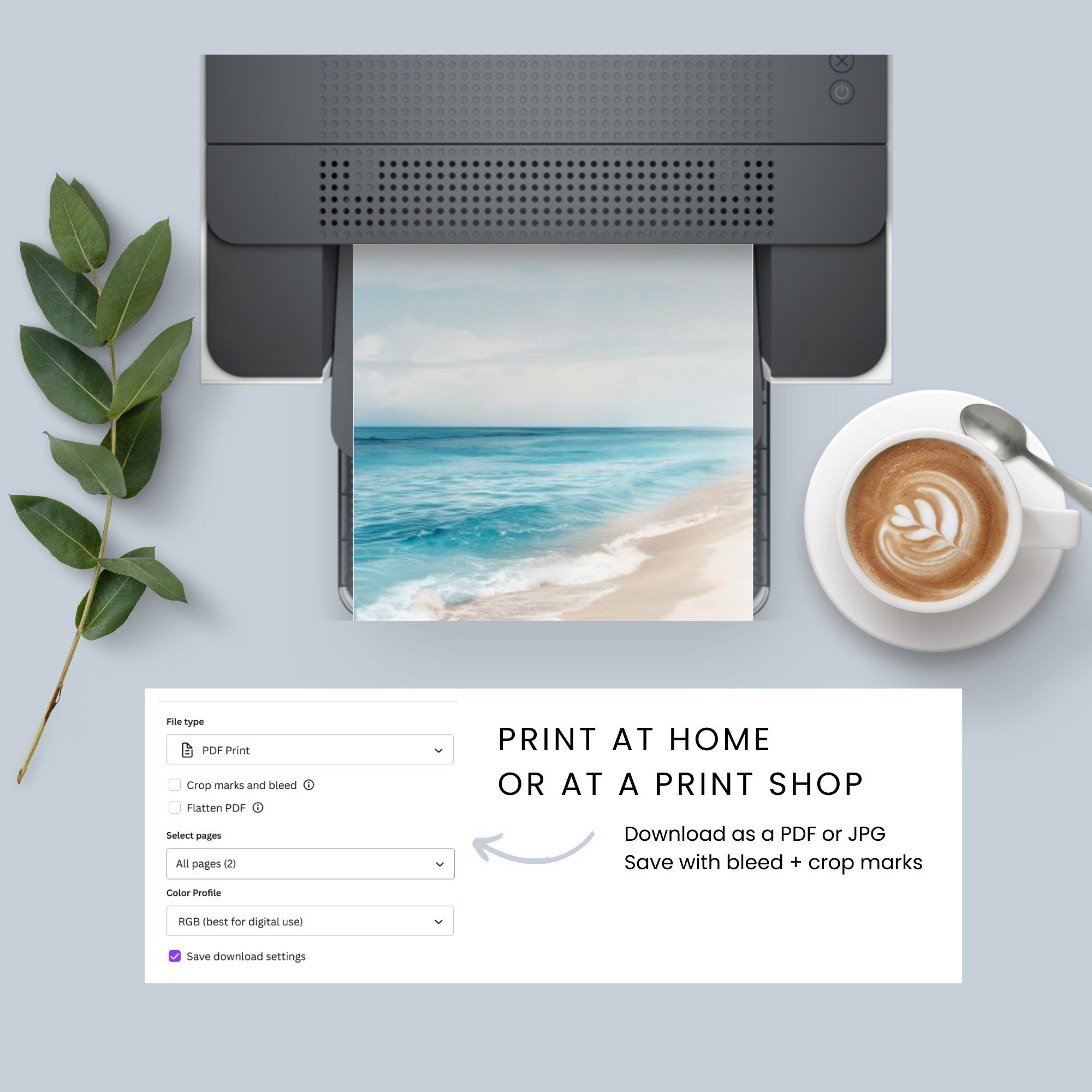 Printable Writing Paper Set, Seascape Stationery Printable, Paper Set ...