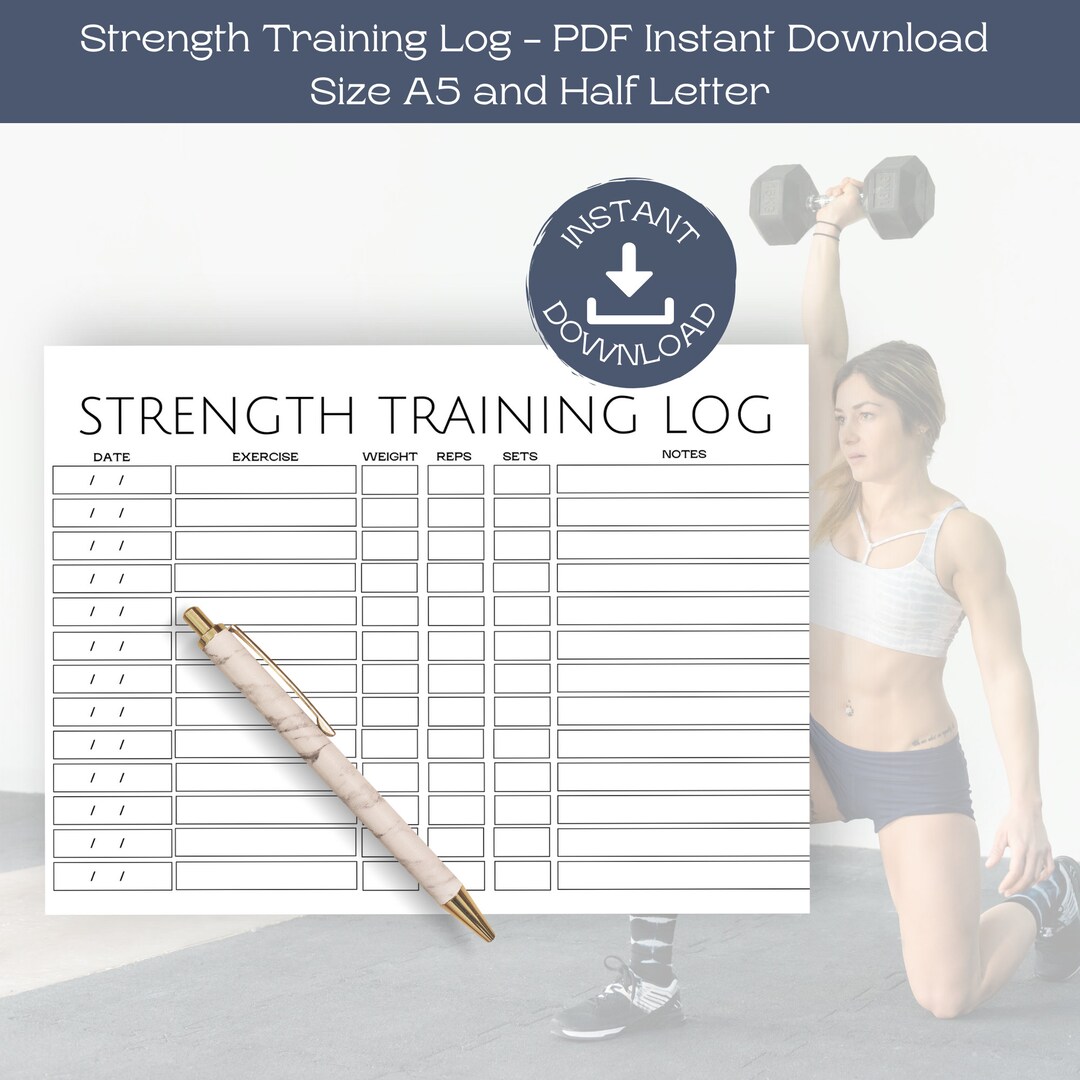 Strength Straining Log Printable Strength Training Log, Gym Workout Printable, Double-sided Exercise ...