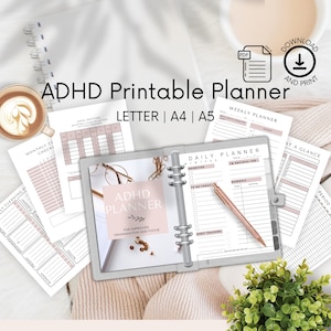 Printable ADHD Planner, ADHD Productivity Life Planner for Adults, adhd Organizer Journal, PDF Download Letter, A4, A5