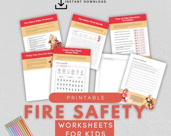 Fire Safety for Kids Printable Worksheet Pack, Home Schooling Worksheets, Being Safe Teacher Resource Activity for Kids, Download and Print