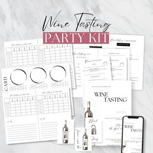 Weinprobe Party Kit, Blindverkostung, druckbares Bundle für Weinprobe Party Nacht, Mädchen Nacht, Damen Nacht, Sofort Download