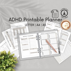 Printable ADHD Planner, ADHD Productivity Life Planner for Adults, adhd Organizer Journal, PDF Download Letter, A4, A5