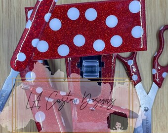 Resin Office Supply Set | Polka Dot Glitter Desk Accessories