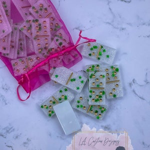 Leaf Domino Set | Glitter Resin Dominoes | Resin Game Set | Resin Art