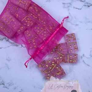 Resin Domino Set | Gold Flake Resin Dominoes | Resin Game Set | Resin Art