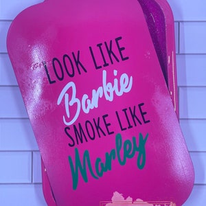 Barbie Marley Tray Set With Magnetic Lid | Bubblegum Glitter Tray Set | 5 Piece Custom Tray Set | Rolling Tray Set | Girly Rolling Tray
