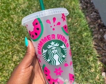 Starbucks Watermelon Cup / Venti Cold Cup / Starbucks Cold Cup / Regalo de cumpleaños / Taza de café reutilizable / Summer Vibes Cup