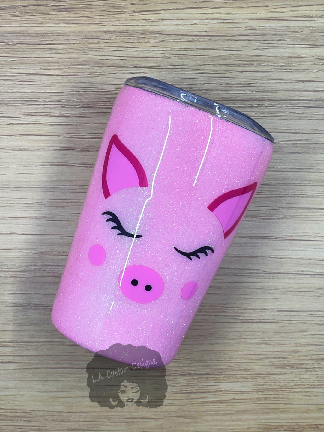 Glitter Pink Pig Tumbler Hogg Tumbler Kids Tumbler Etsy