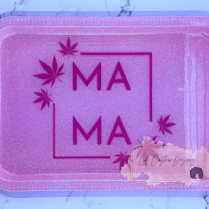 Conjunto de bandejas MAMA | Conjunto de bandejas com glitter rosa blush | Conjunto de bandeja personalizada de 5 peças | Conjunto de bandeja rolante | Conjunto de bandeja feminina para enrolar