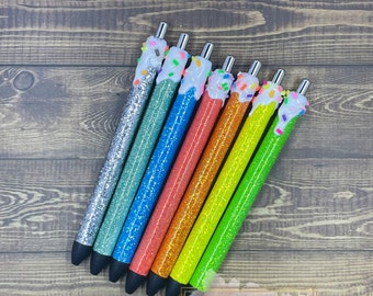 Icing Drip Glitter Resin Pen | Personalized Black Ink Pen