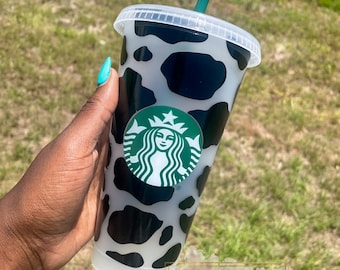 Cow Print Starbucks Venti Cold Cup with Name | Reusable 24oz Coffee Cup