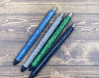 Custom Glitter Resin Pen | Personalized Black Ink Pen