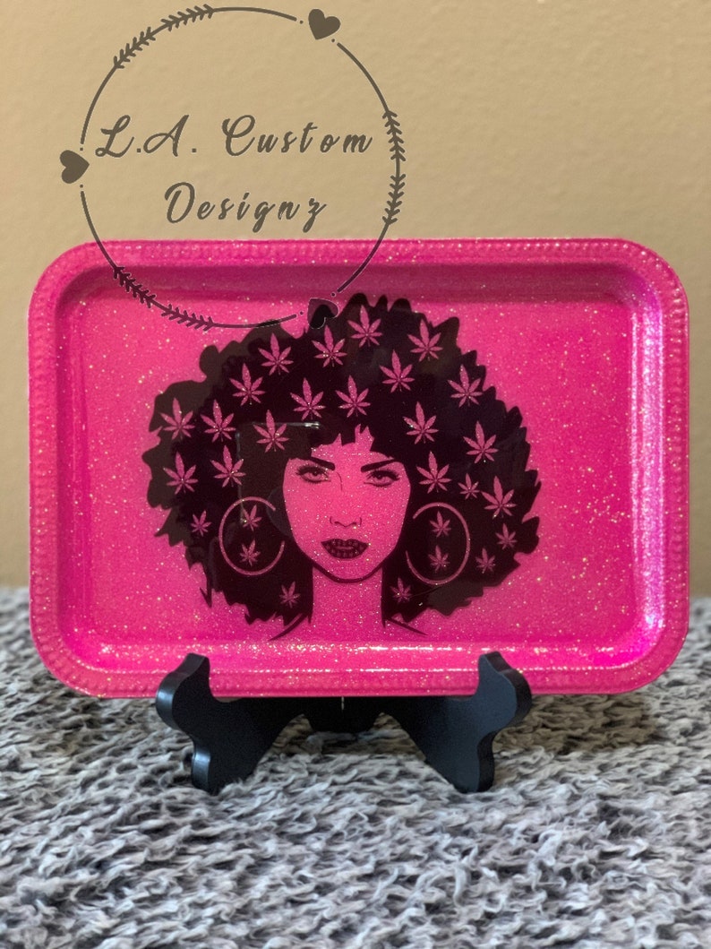 Weed Afro Rolling Tray Set Pink Rolling Tray Set 4 Piece Etsy