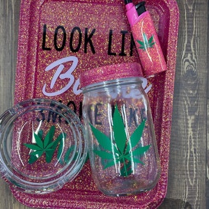 Barbie Marley Tray Set | Sweetie Pie Glitter Tray Set | 5 Piece Custom Tray Set | Rolling Tray Set | Girly Rolling Tray | Resin Rolling Tray