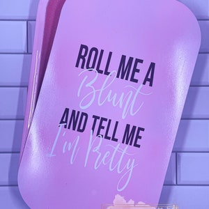 Roll Me and Tell Me I&#39;m Pretty Tray Set With Magnetic Lid | Blush Glitter Tray Set | 5 Piece Custom Tray Set | Rolling Tray Set